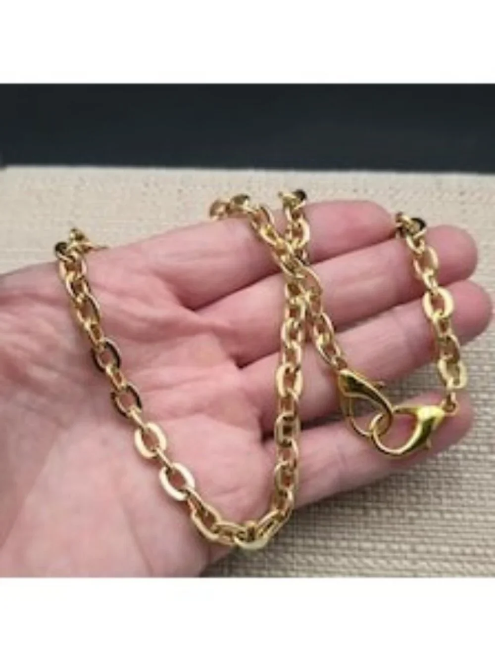 18 Inch Gold Plated Puffed Mariner Anchor Chain Necklace A8287